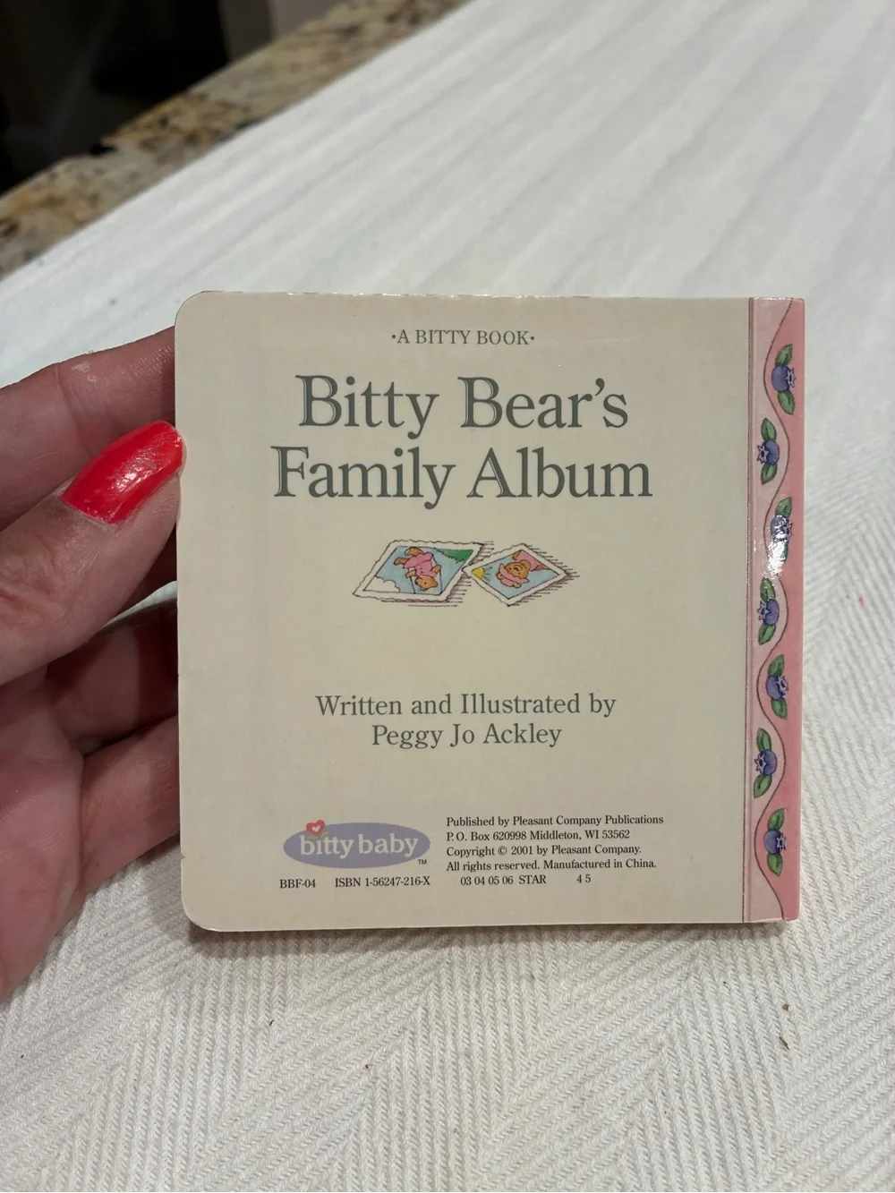 American Girl Bitty Bear's Family Album Pink and Cream Board Book